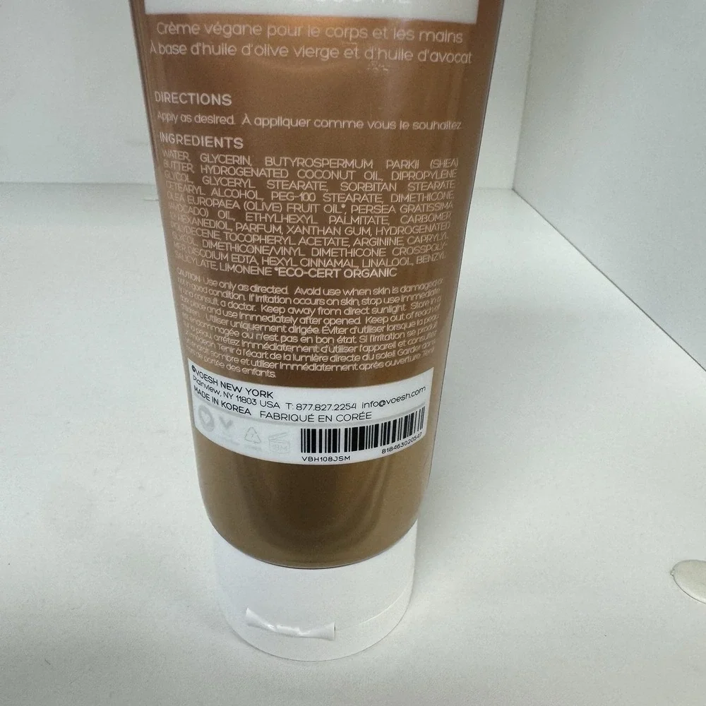 VOESH Velvet Luxe Jasmine Soothe Vegan Body & Hand Creme Lotion‎ 8.5 oz